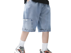 Pantallona të shkurtra xhinsesh Generico për djem, pantallona të shkurtra verore, xhinse të rënda për djem, xhepa anësorë elastikë në bel për fëmijë