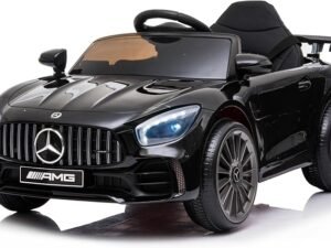 Makinë elektrike Mercedes AMG Sport për fëmijë, opsionale e plotë, sedilje plastike me telekomandë, dyer që hapen, motor 12 V, ngarkesë deri në 25 kg 1-4 vjeç, e zezë